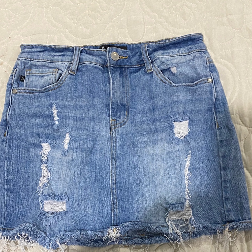 Judy Blue Denim Distressed Mini Skirt